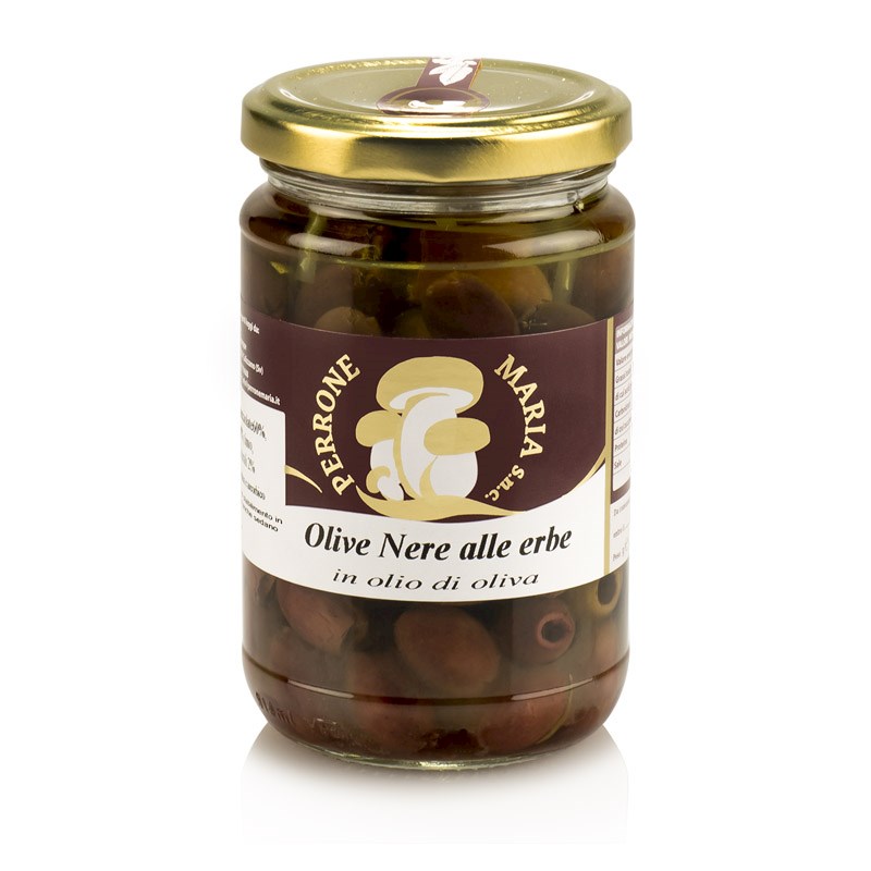 Olives noires aux herbes à l'huile d'olive